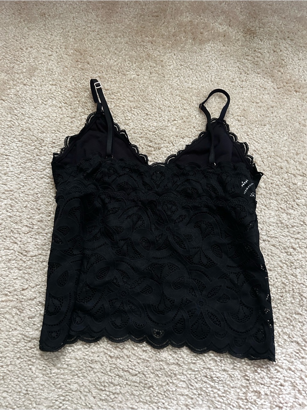 Aerie Black Floral Lace Cami Bralette Tank Top